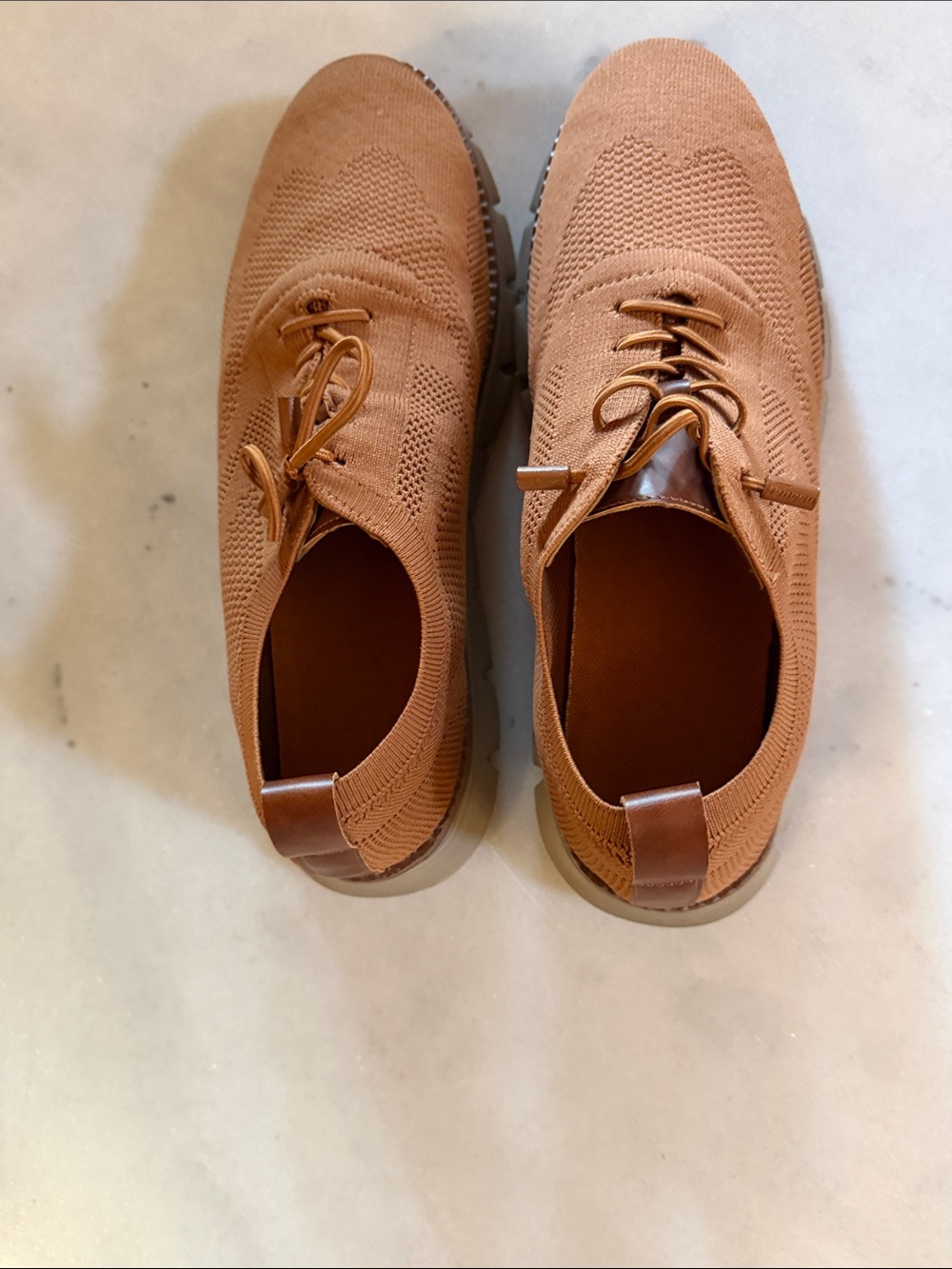 Men's Knit Lace-Up Sneakers in Tan/Cognac